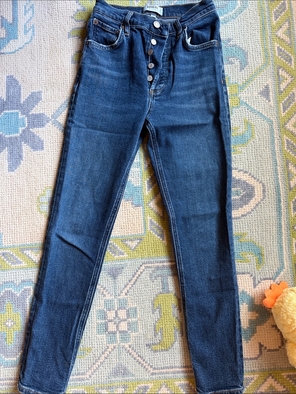 Agolde Dark Blue High-Rise Skinny Button-Fly Jeans
